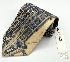 NWT Civitas Chicago Map Silk Necktie Downtown Grant Park Soldier Field Mens Gift